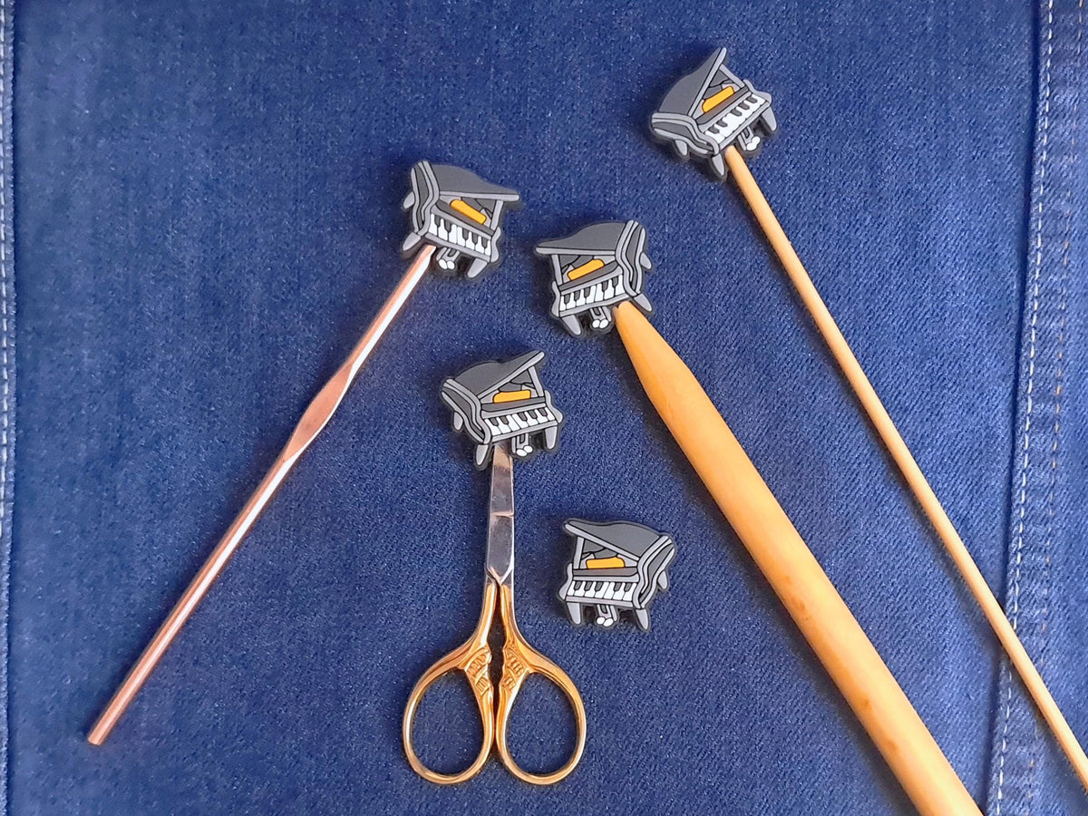 Piano Stitch Stopper, Silicone Bead Scissor Tip Protector, Knitting Needle Cap, Crochet Project Saver, WIP Bag Tool Notions Sewing Musician