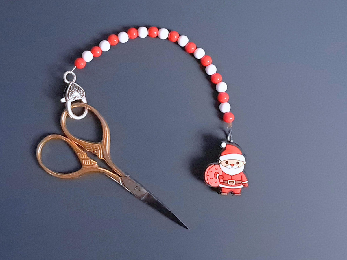 Father Christmas Scissor Fob with Protection Bead