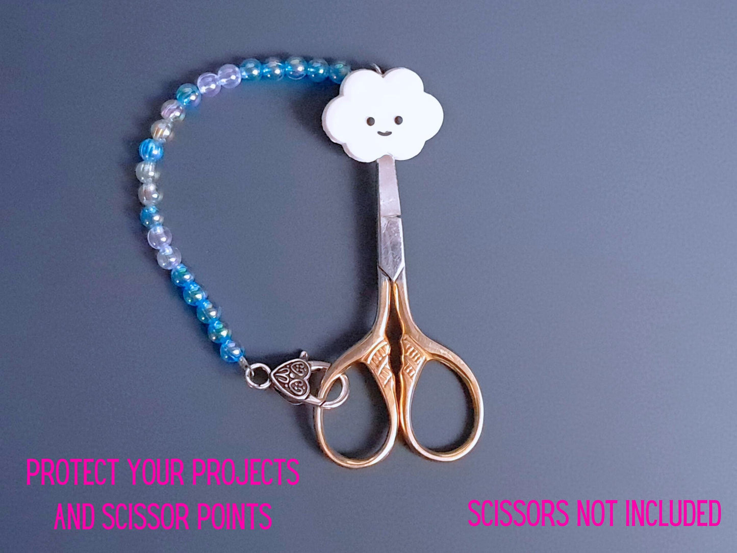 Smiling Cloud Scissor Fob with Protection Bead