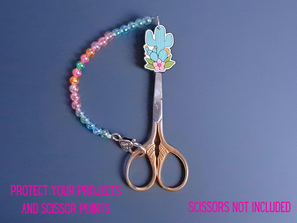 Flowering Cactus Scissor Fob with Protection Bead