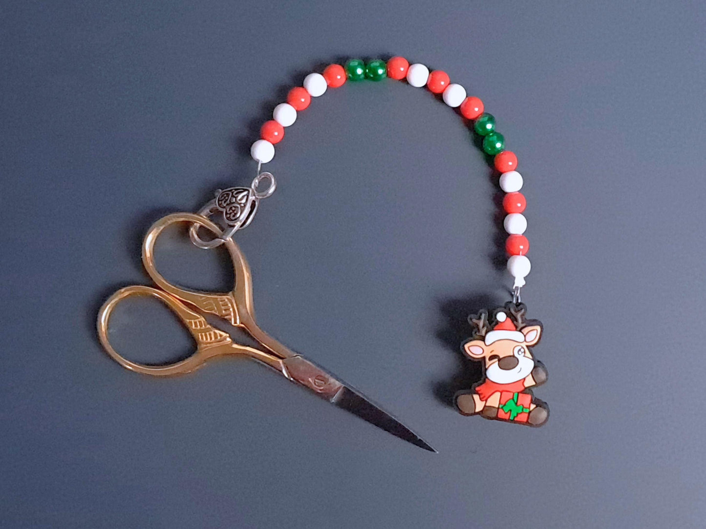 Christmas Reindeer Scissor Fob with Protection Bead