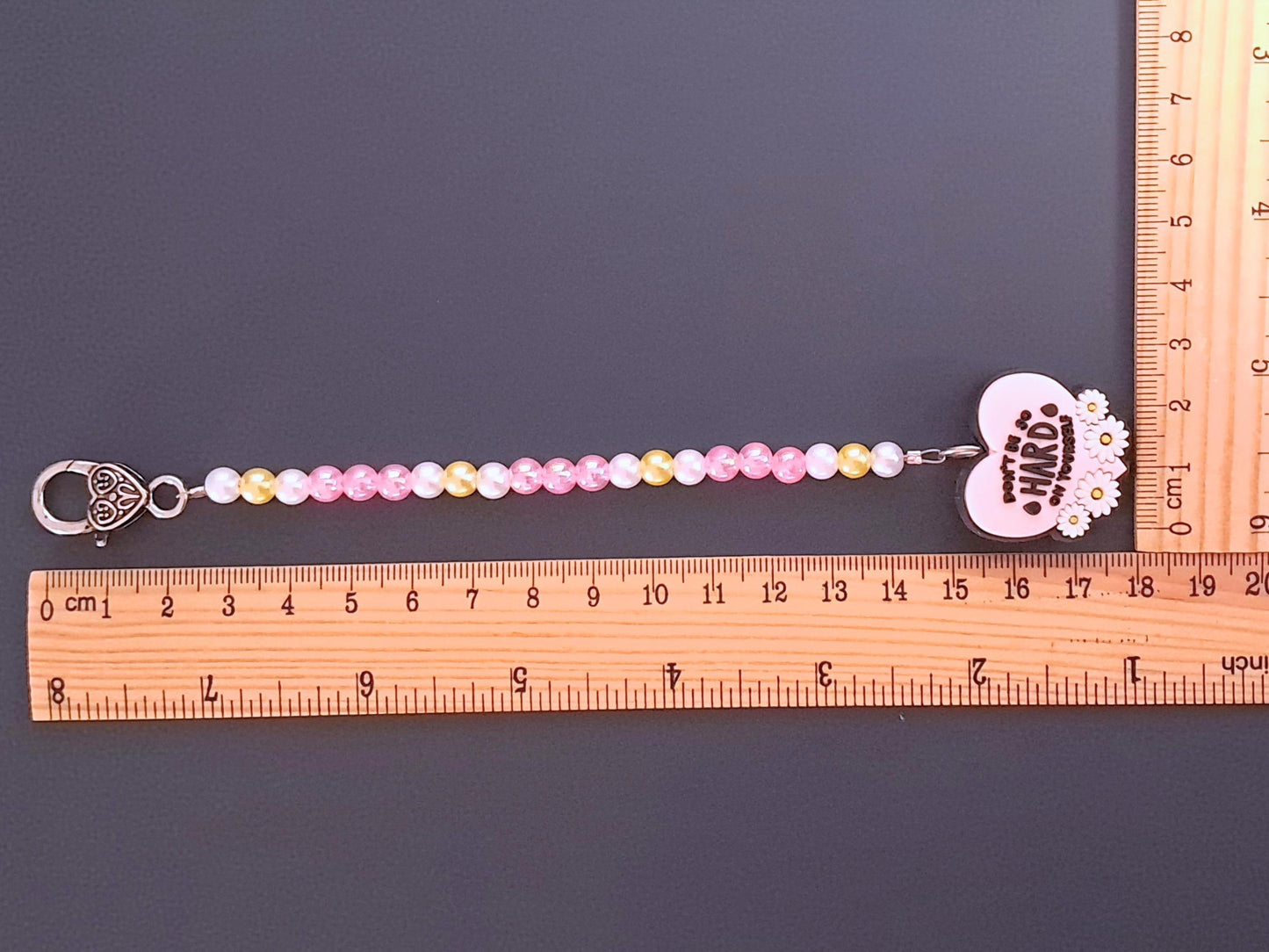 Don't Be So Hard On Yourself Scissor Fob with Protection Bead