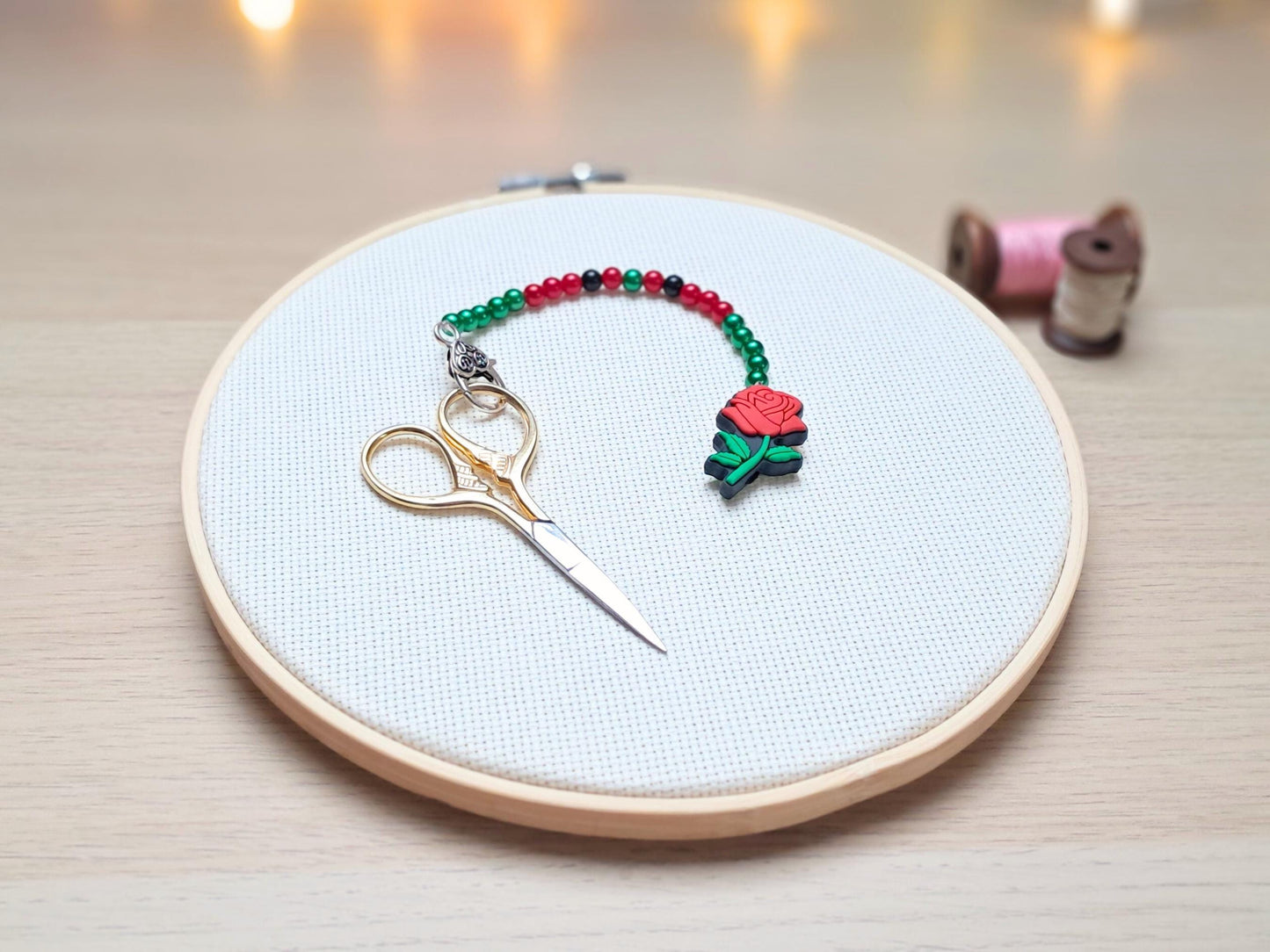 Rose Scissor Fob with Protection Bead