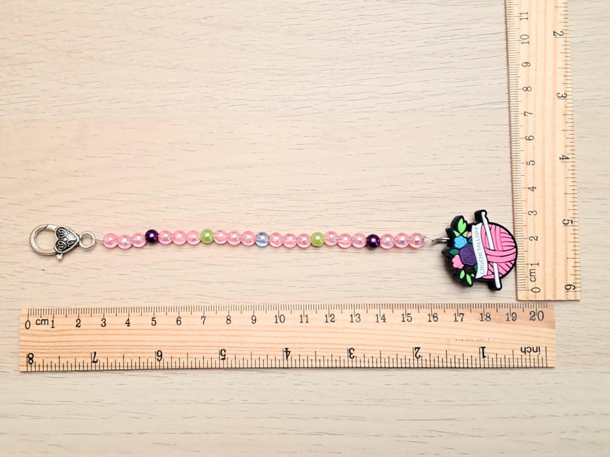 Crochet All Day Yarn ball Scissor Fob with Protection Bead