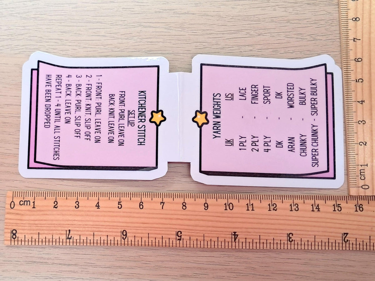 Kitchener Stitch Magnetic Bookmark For Knitters, Yarn Size Conversion Page Marker, Place Keeper, Knitter Bookworm Gift, Grafting Stitch