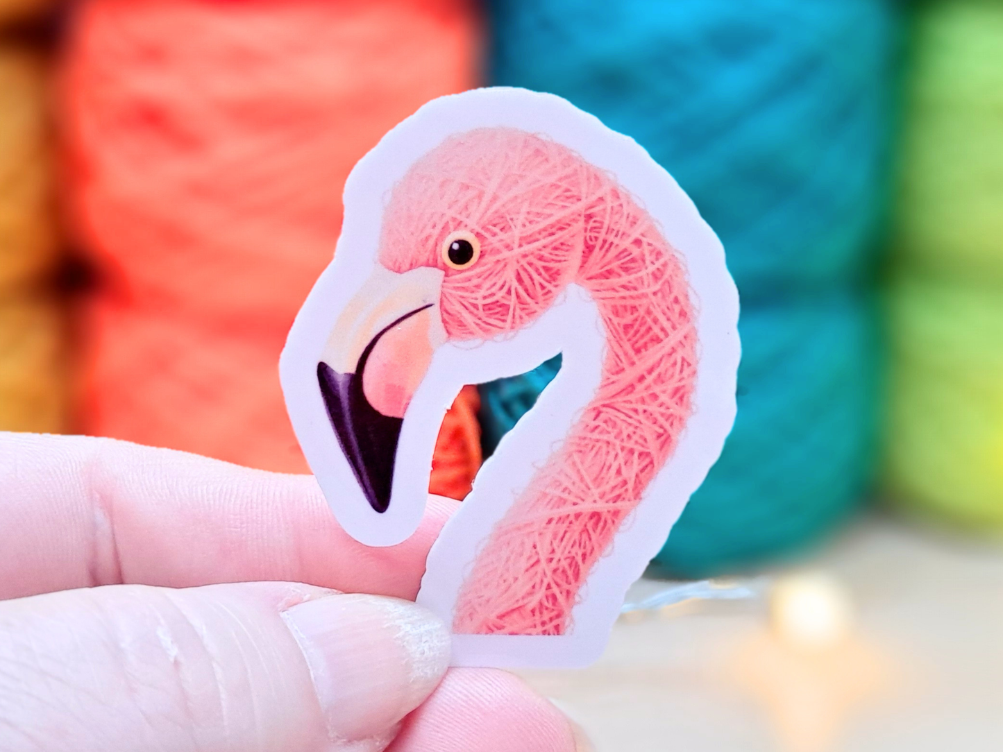 Flamingo Die Cut Sticker - Yarn Pals Blush