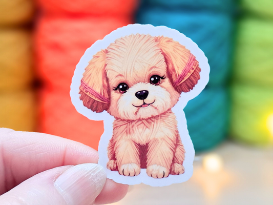 Puppy Die Cut Sticker - Yarn Pals Bobby