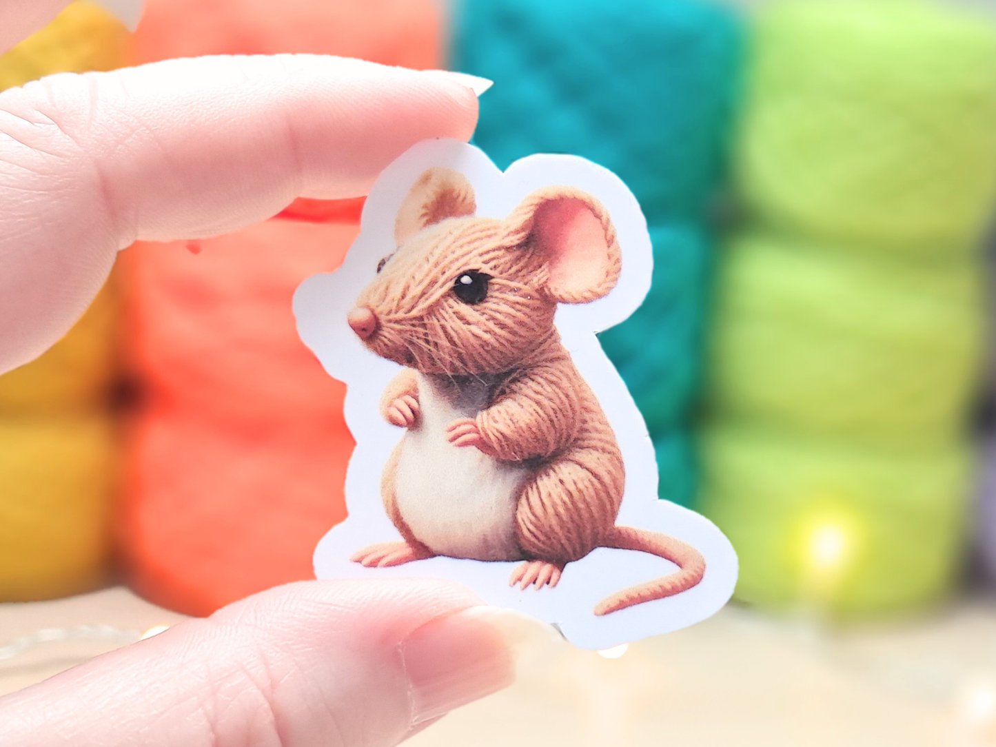 Mouse Die Cut Sticker - Yarn Pals Meg