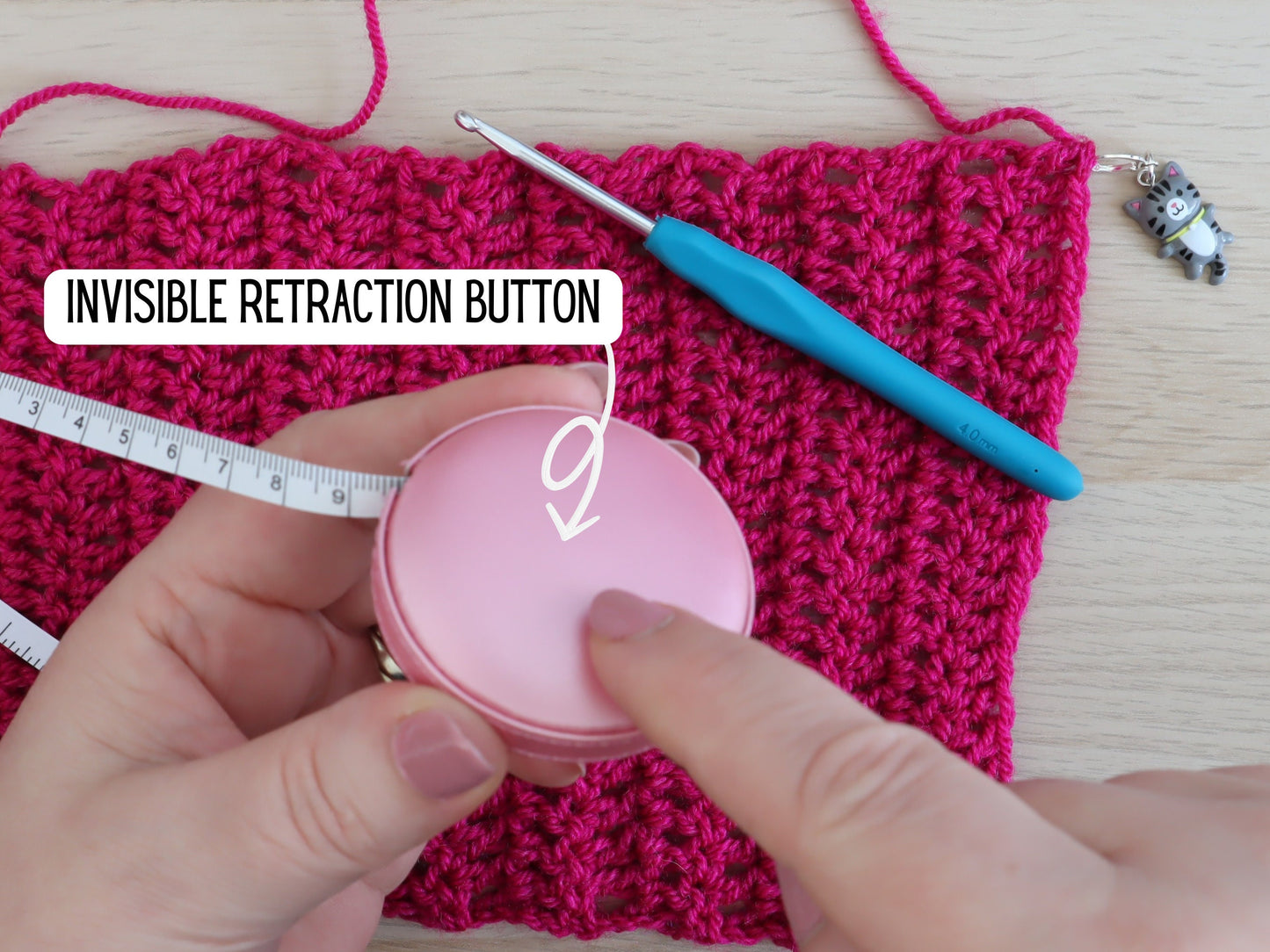 Pink Faux Leather Retractable Tape Measure sewing crochet knitting soft measuring tape crochet notions tools gift for crafters crocheters