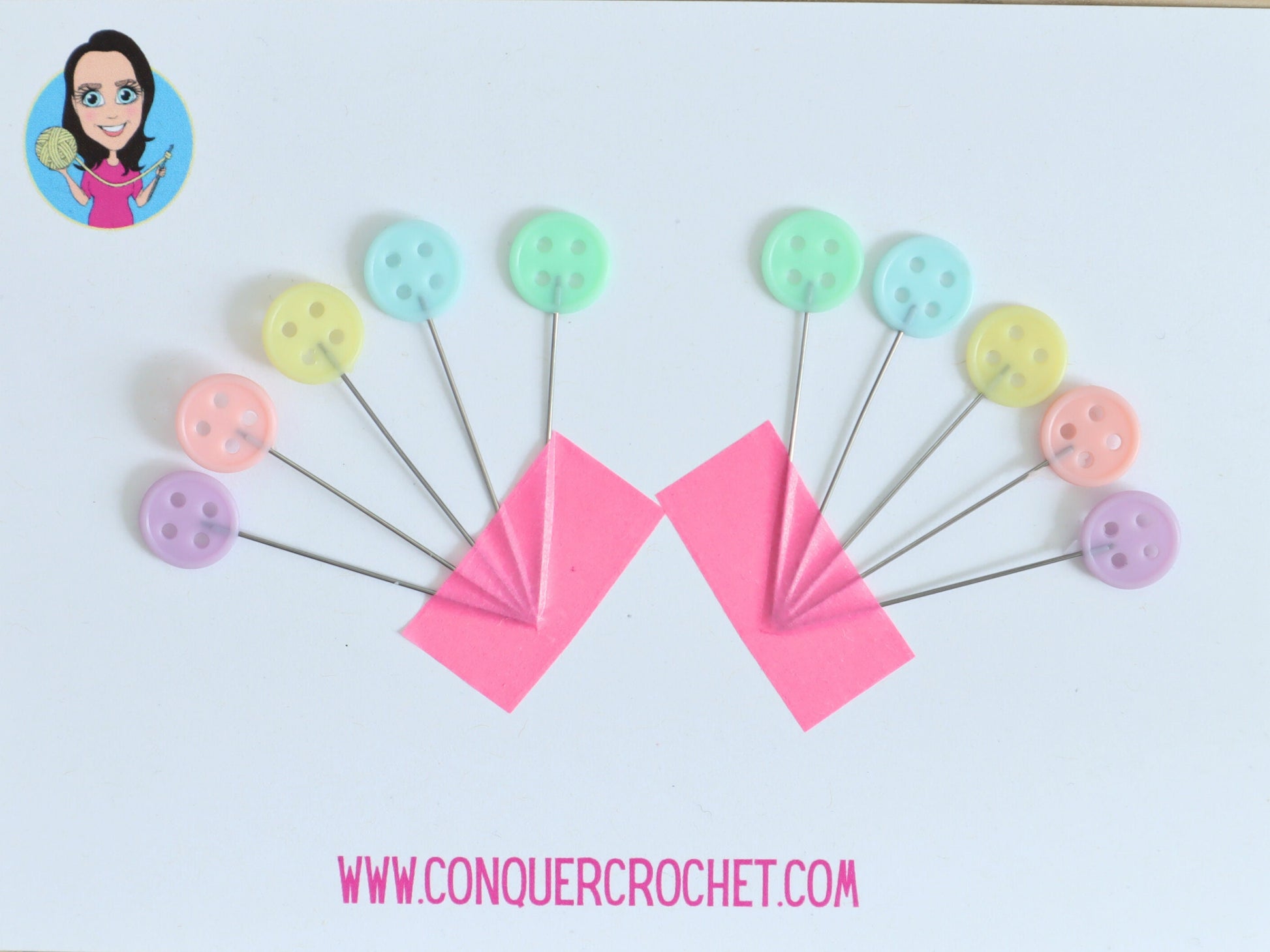 Pastel Buttons sewing pins set of 10