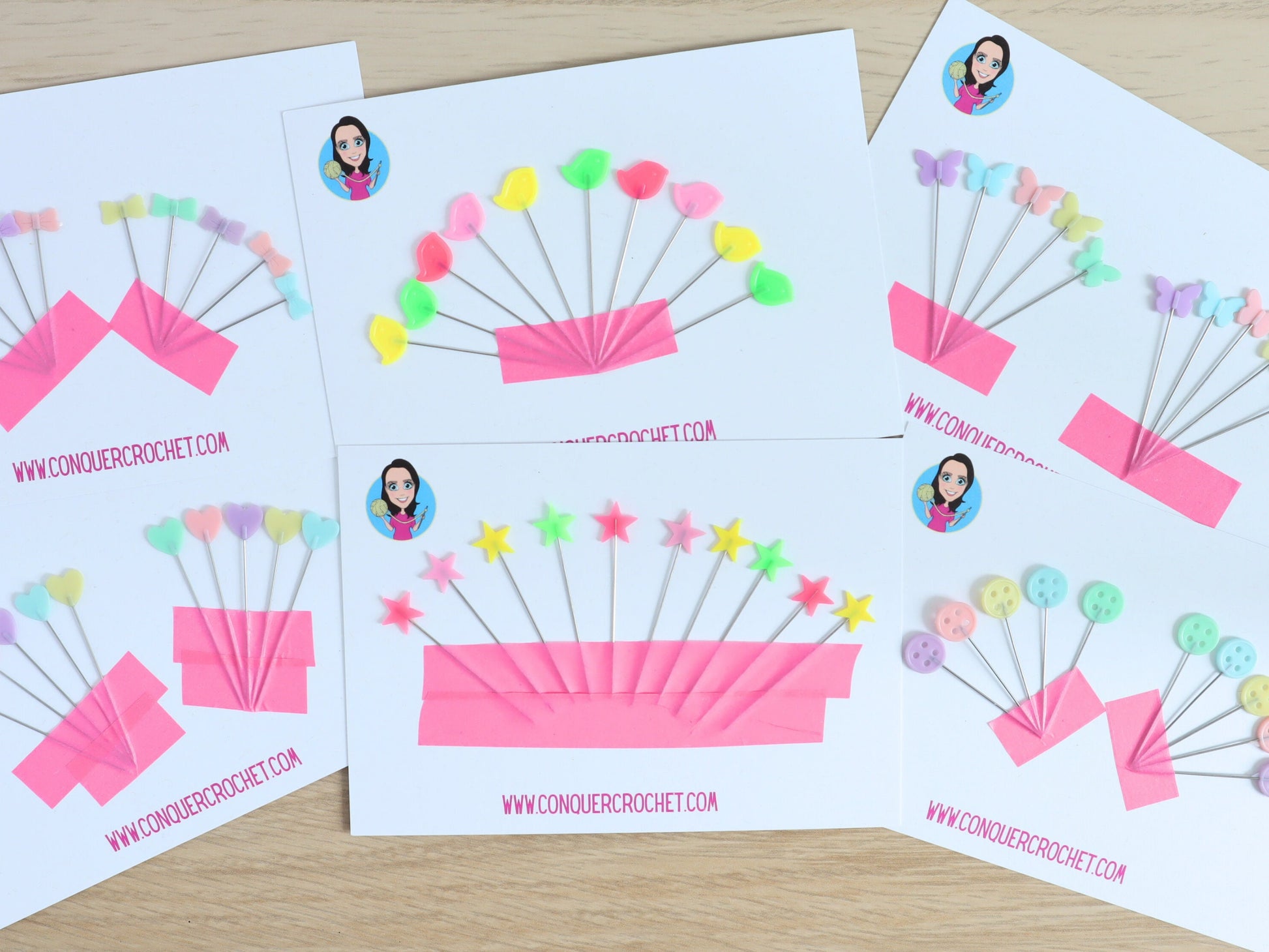 Pastel Buttons sewing pins set of 10