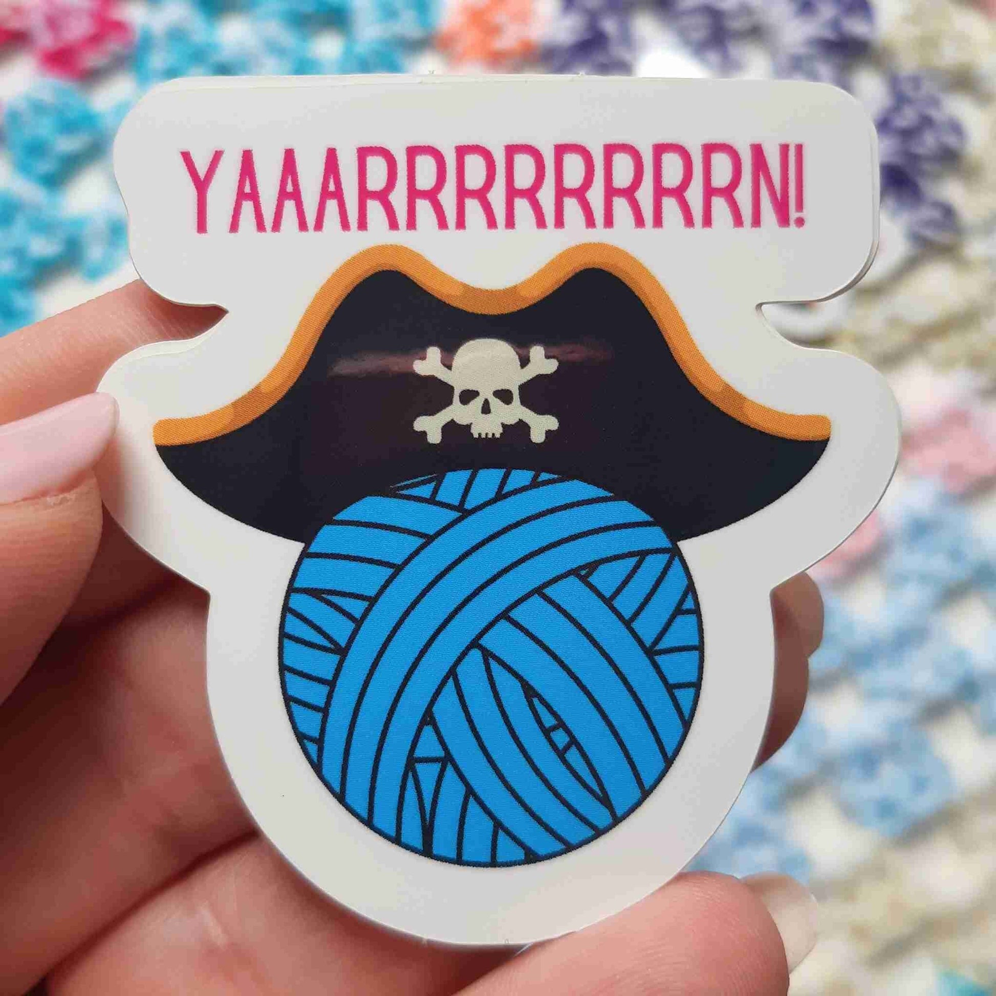 Funny Yarn Pirate Die Cut Sticker