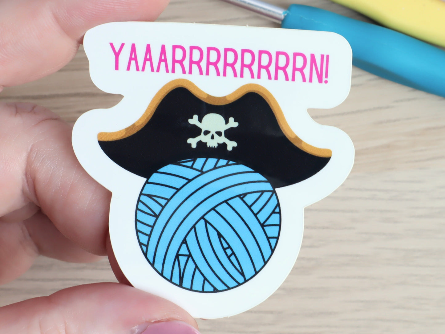 Funny Yarn Pirate Die Cut Sticker