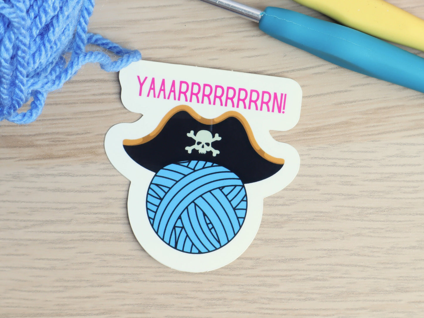 Funny Yarn Pirate Die Cut Sticker
