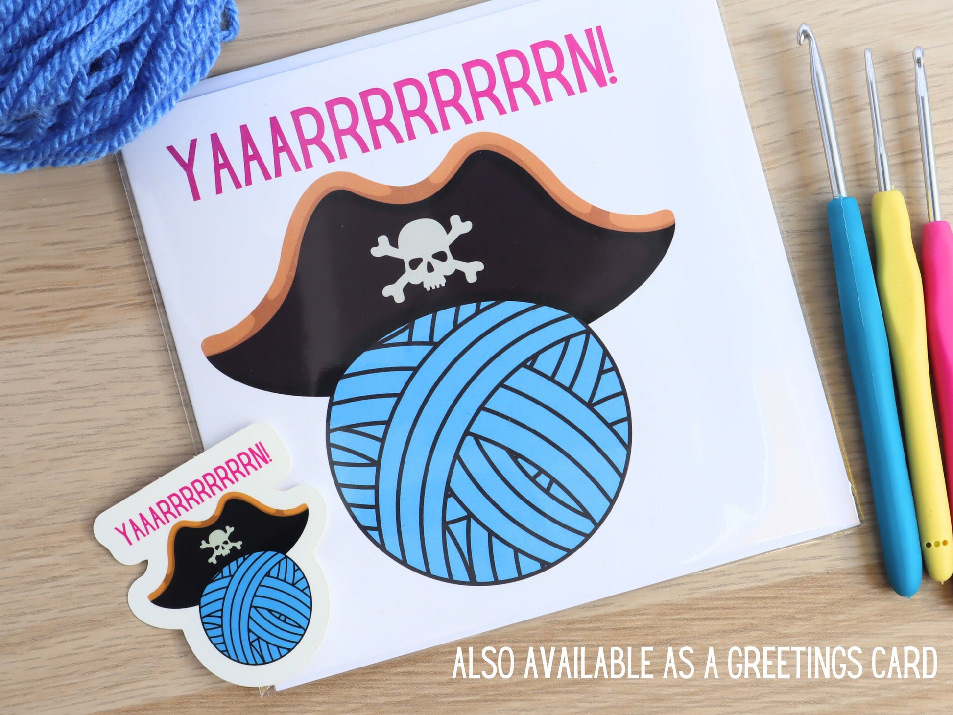 Funny Yarn Pirate Die Cut Sticker