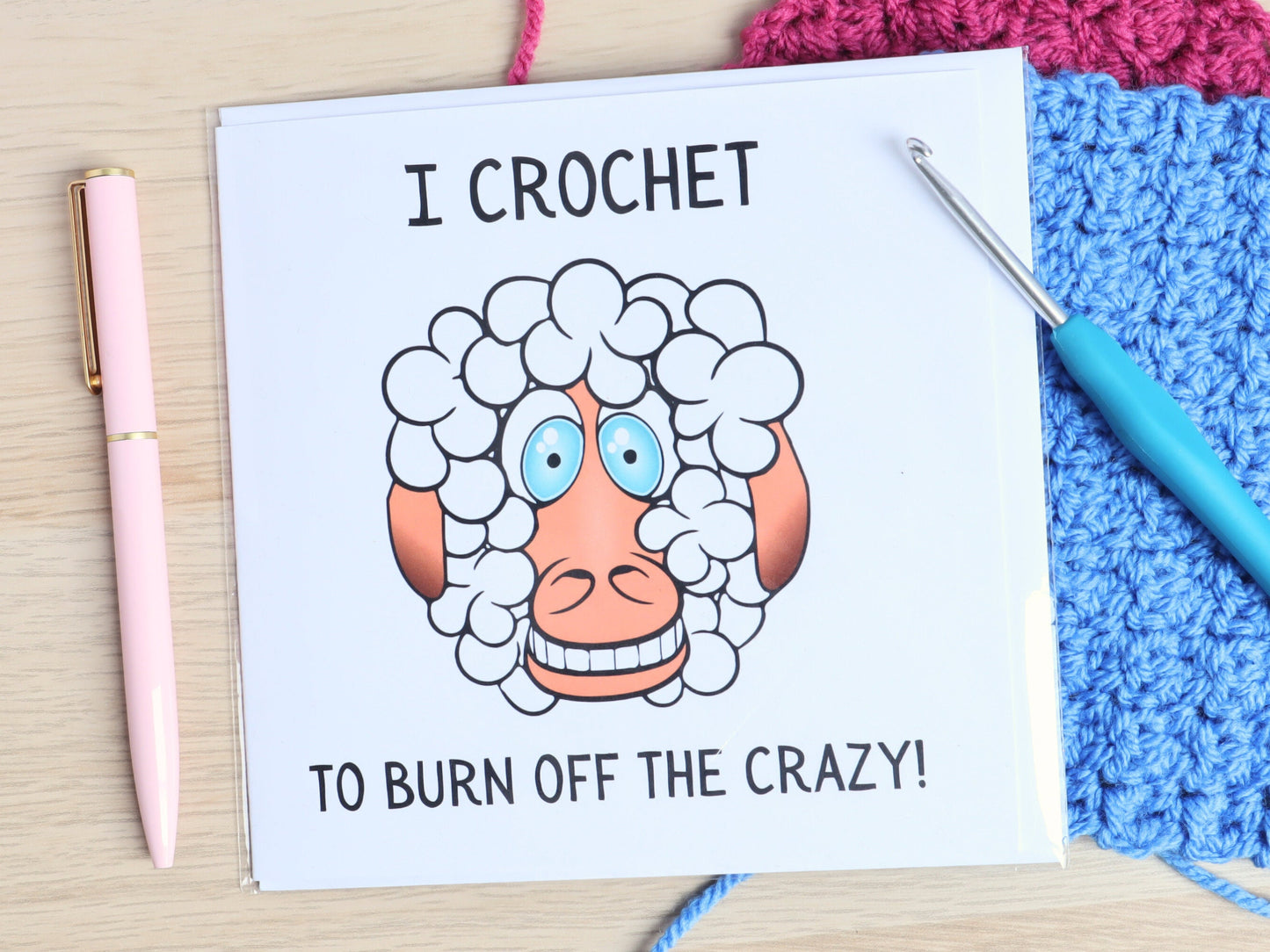 Funny Crochet Pun Blank Square Greetings Card