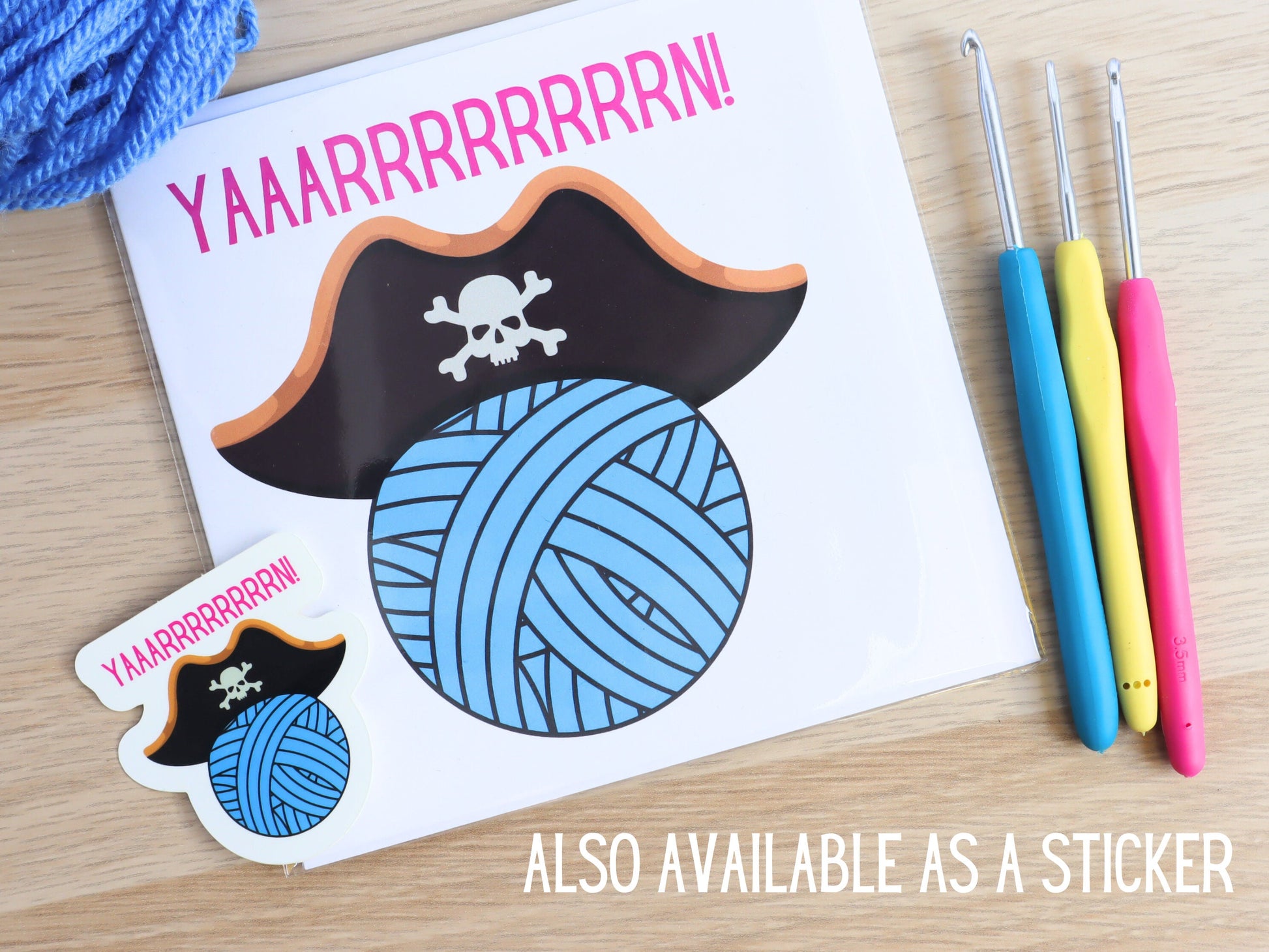 Funny Yarn Pirate Pun Blank Square Greetings Card