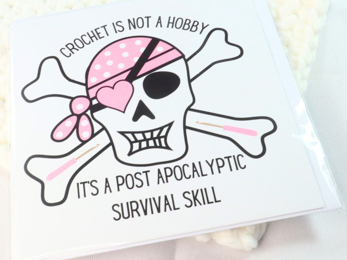 Funny Crochet Hobby Blank Square Greetings Card