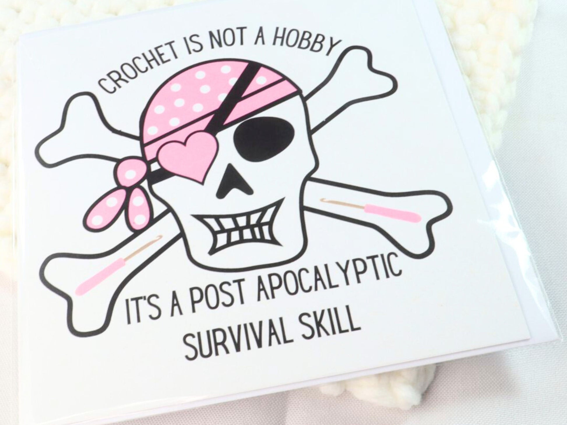 Funny Crochet Hobby Blank Square Greetings Card