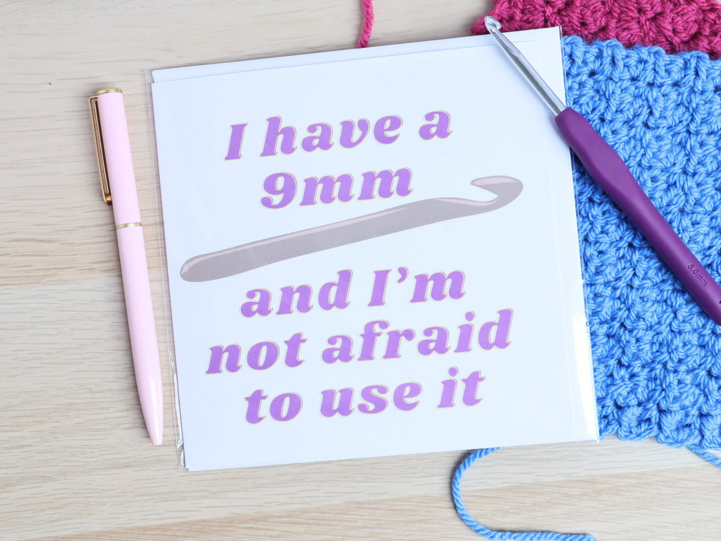 Funny Crochet Joke Blank Square Greetings Card
