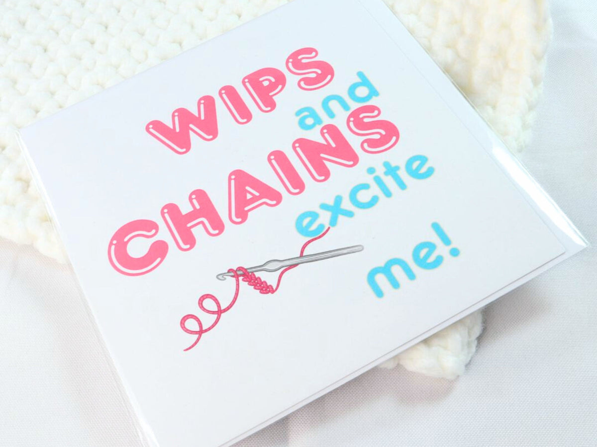 Crochet Joke Blank Greetings Card, Square Funny Birthday Anniversary Card For Crocheter Get Well Soon Notecard Gift For Crafter Yarn Addict