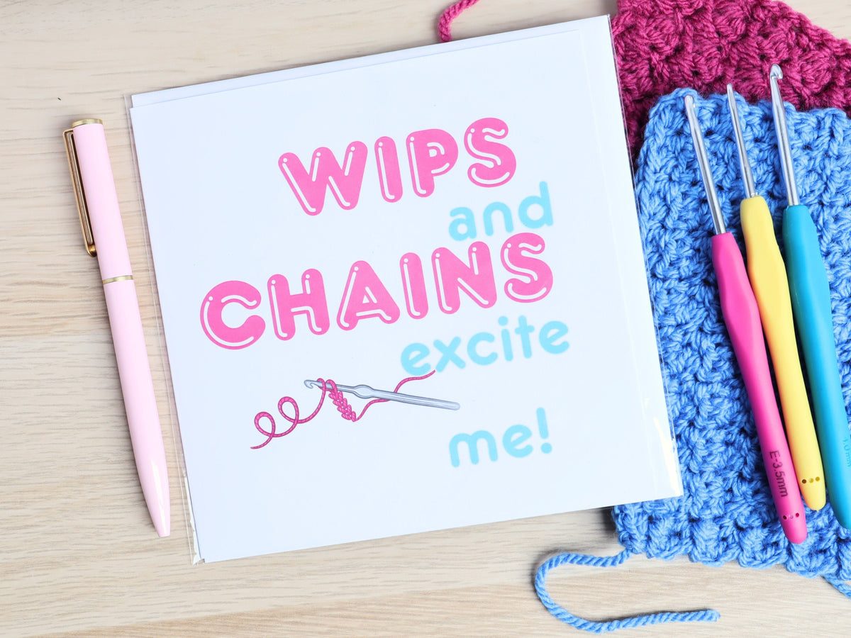 Crochet Joke Blank Greetings Card, Square Funny Birthday Anniversary Card For Crocheter Get Well Soon Notecard Gift For Crafter Yarn Addict