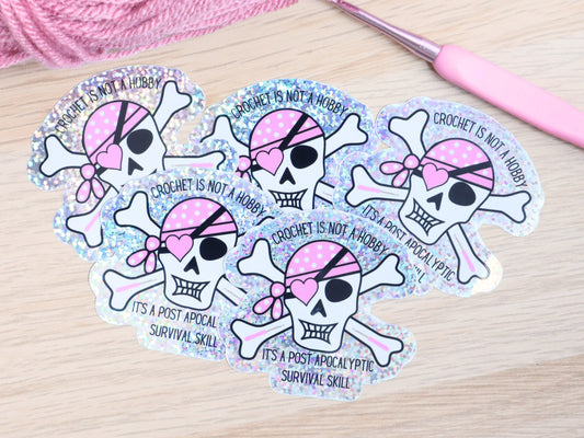 Holographic Funny Crochet Die Cut Sticker