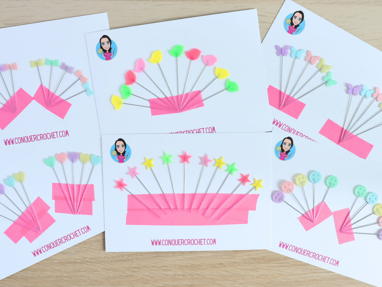 Pastel Hearts sewing pins set of 10