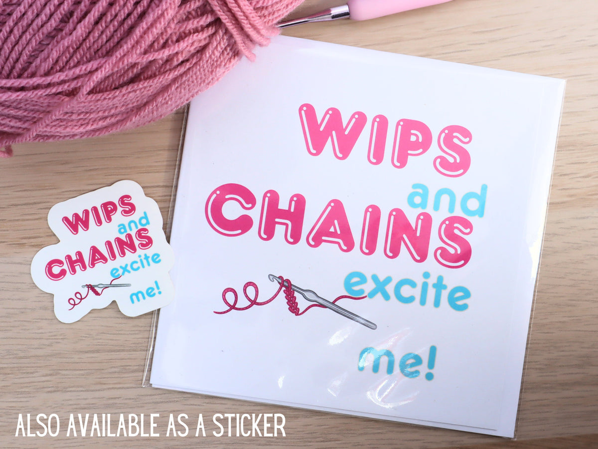 Crochet Joke Blank Greetings Card, Square Funny Birthday Anniversary Card For Crocheter Get Well Soon Notecard Gift For Crafter Yarn Addict