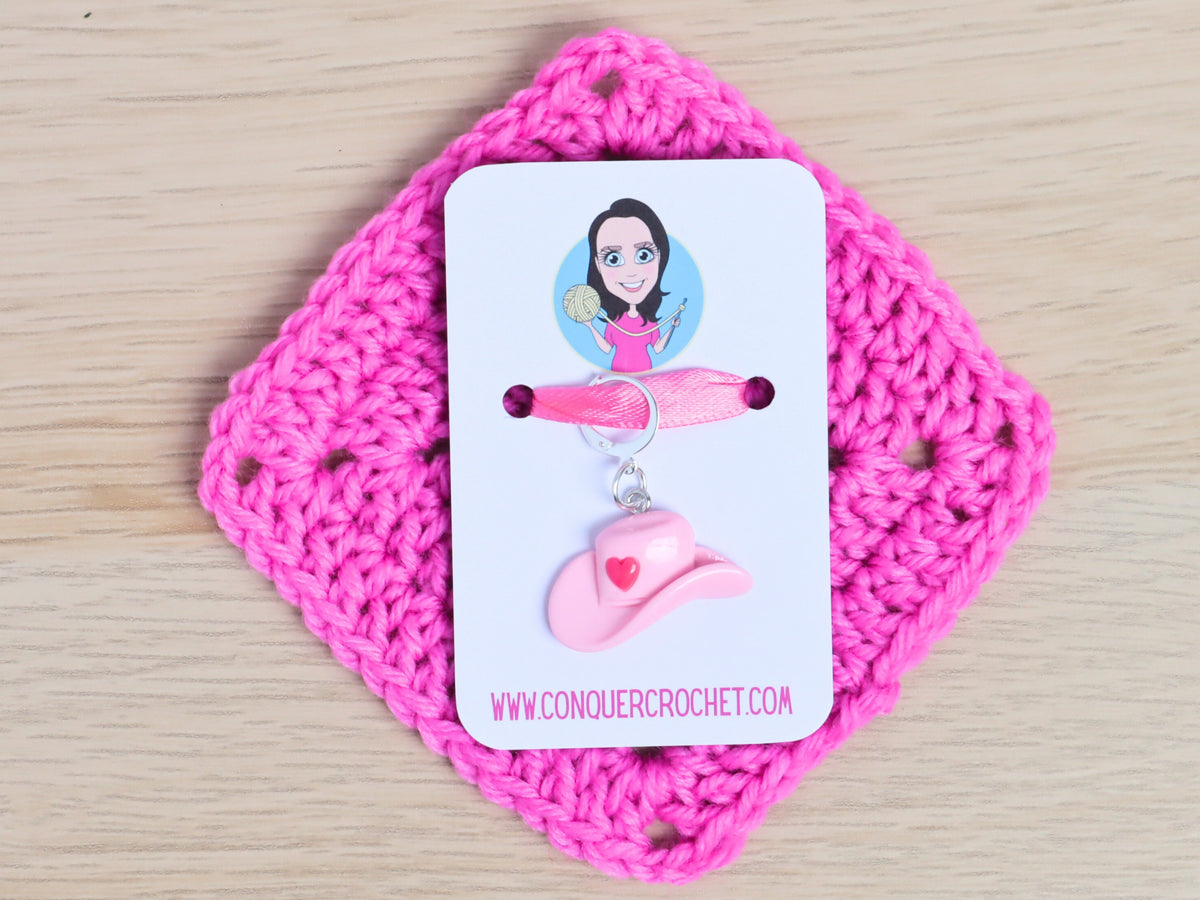 Cute Pink Cowgirl Hat Kawaii Stitch Marker