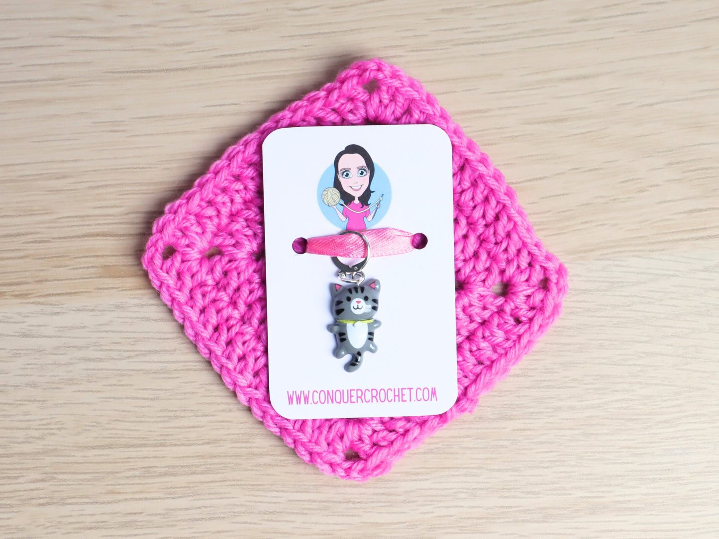 Cute Grey Cat Kawaii Stitch Marker