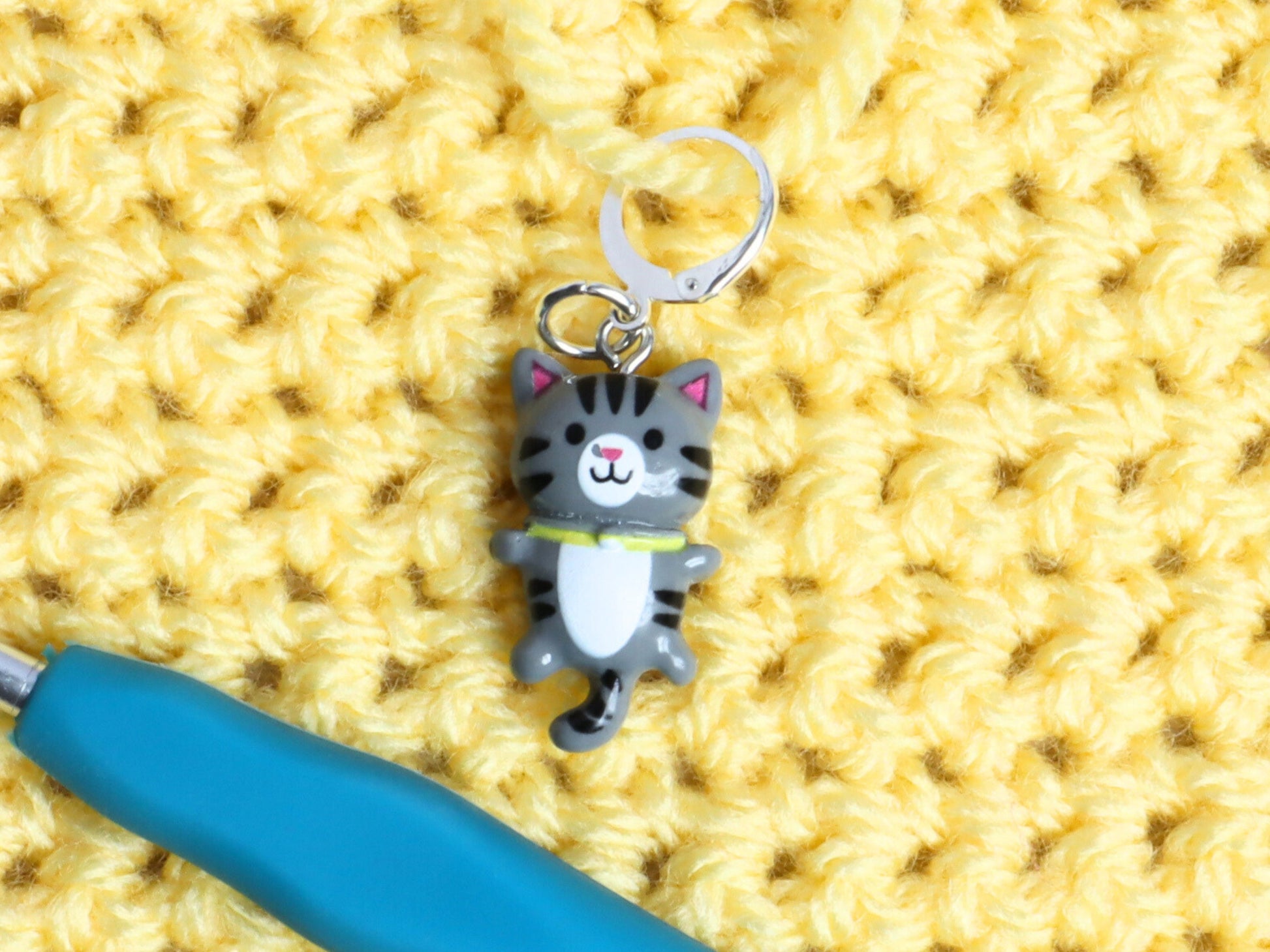 Cute Grey Cat Kawaii Stitch Marker