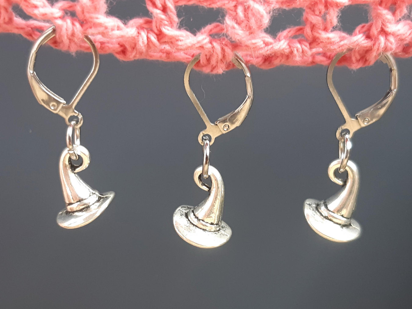 Witch's Hat Charm Silver Stitch Marker