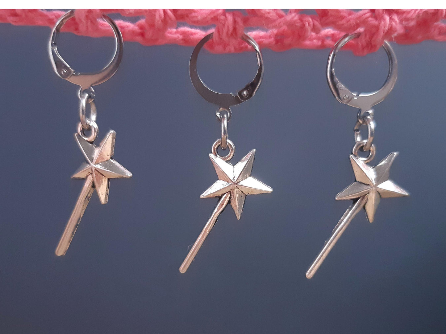 Wand Charm Silver Stitch Marker