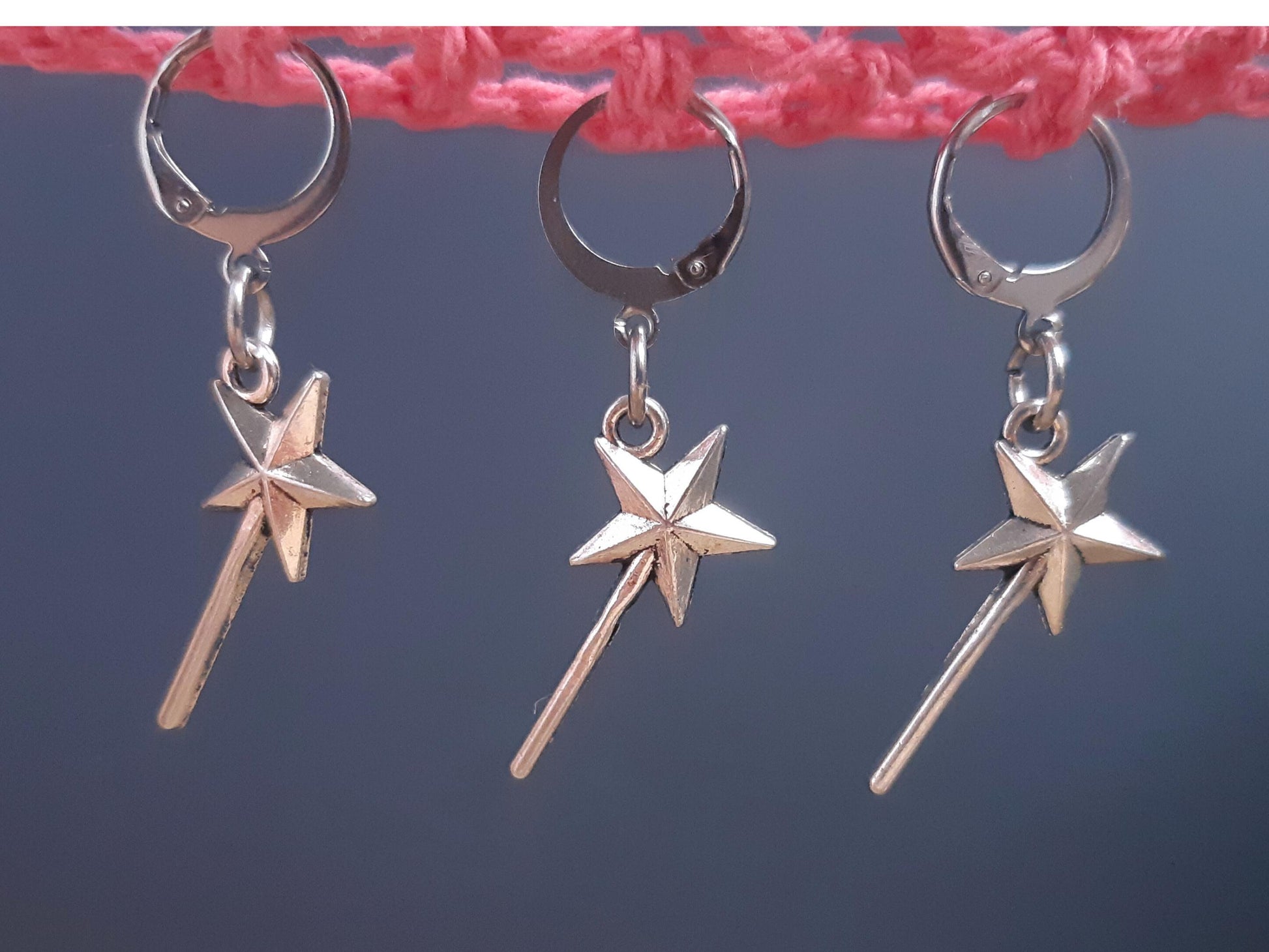 Wand Charm Silver Stitch Marker