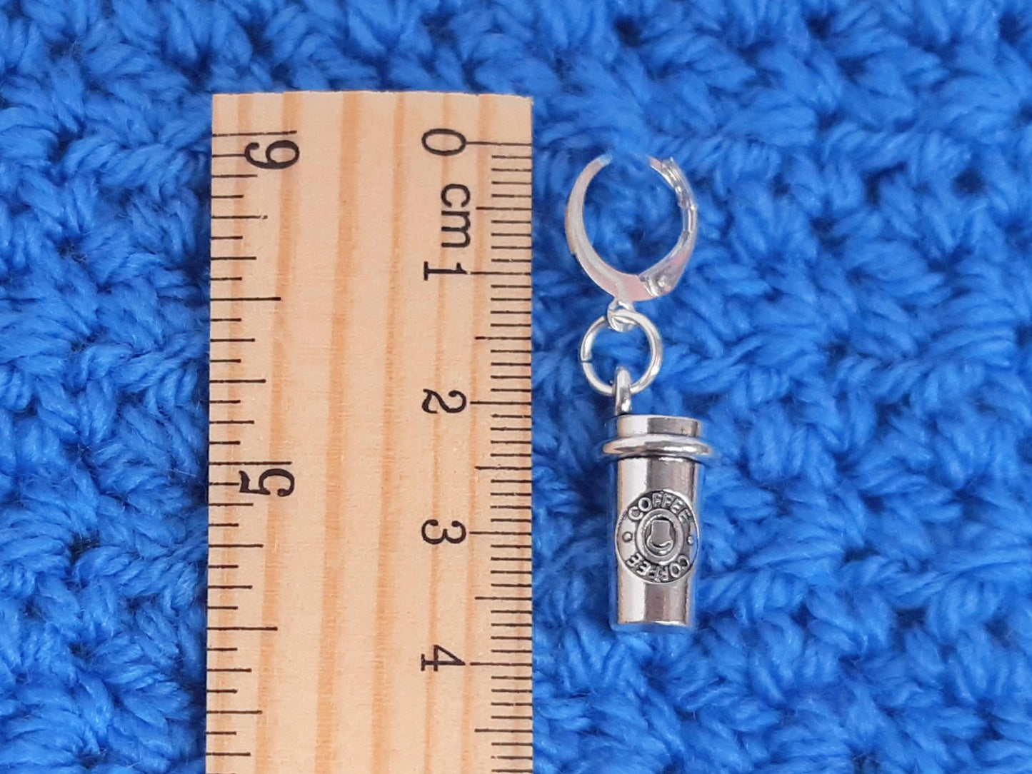 Coffee Cup Charm Silver Stitch Marker