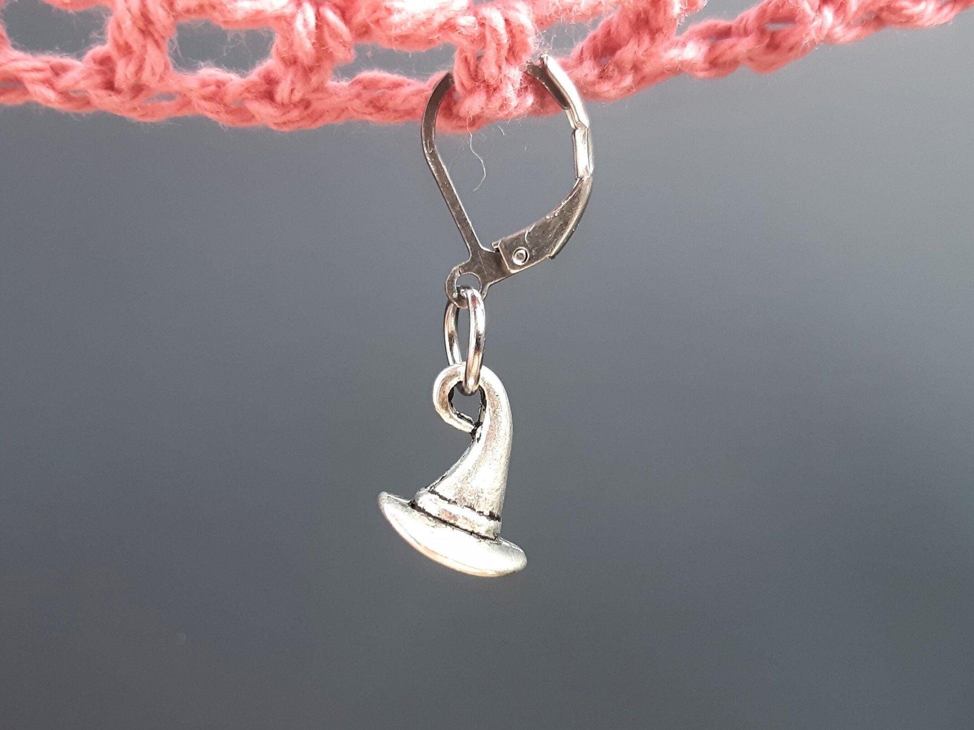 Witch's Hat Charm Silver Stitch Marker