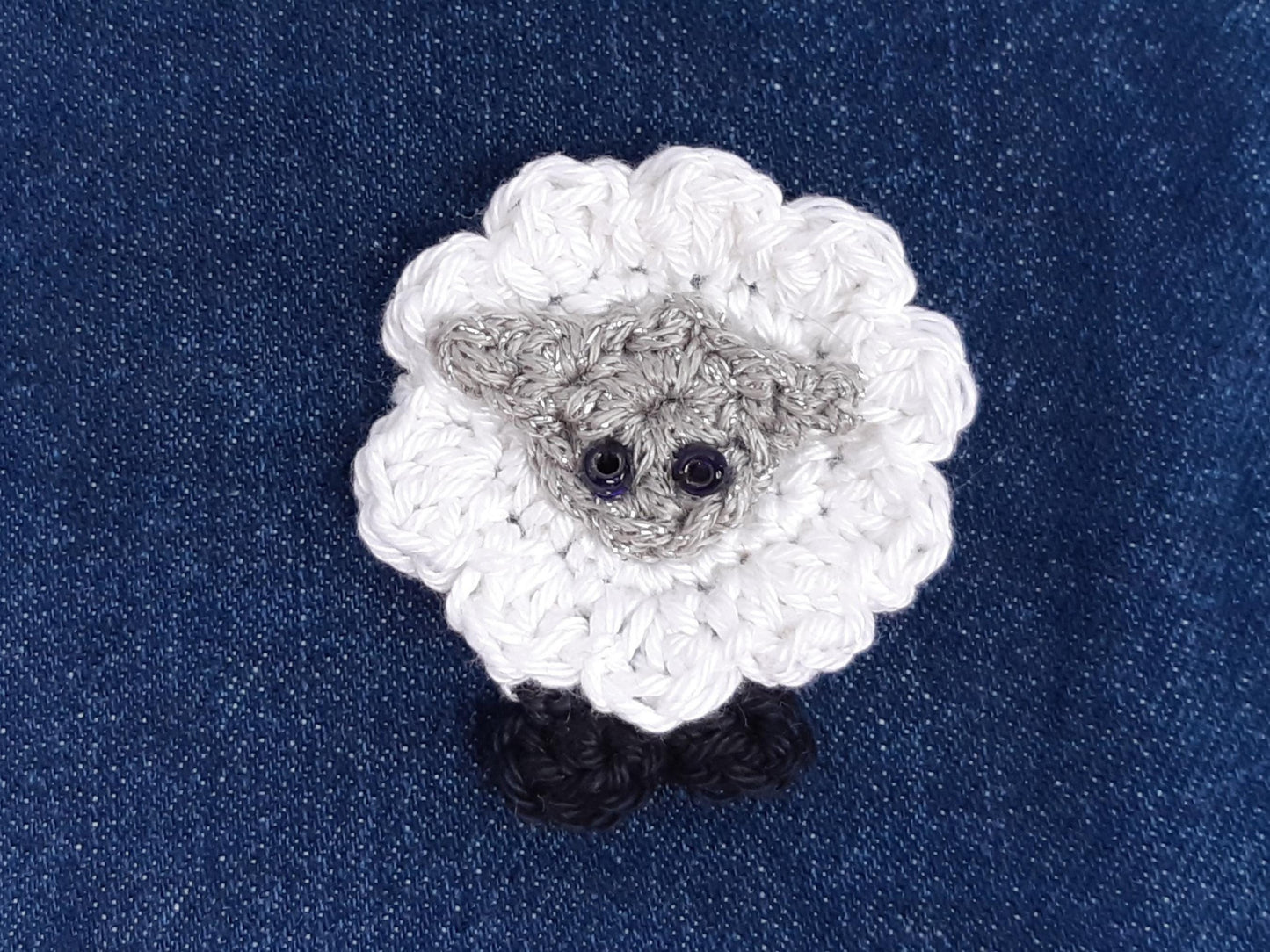 White Sheep Applique Hand Crocheted – Cotton Animal Patch for Clothes