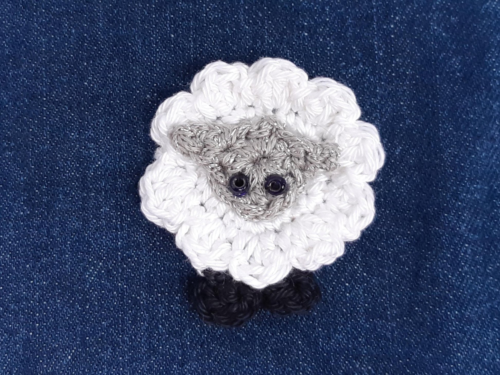White Sheep Applique Hand Crocheted – Cotton Animal Patch for Clothes