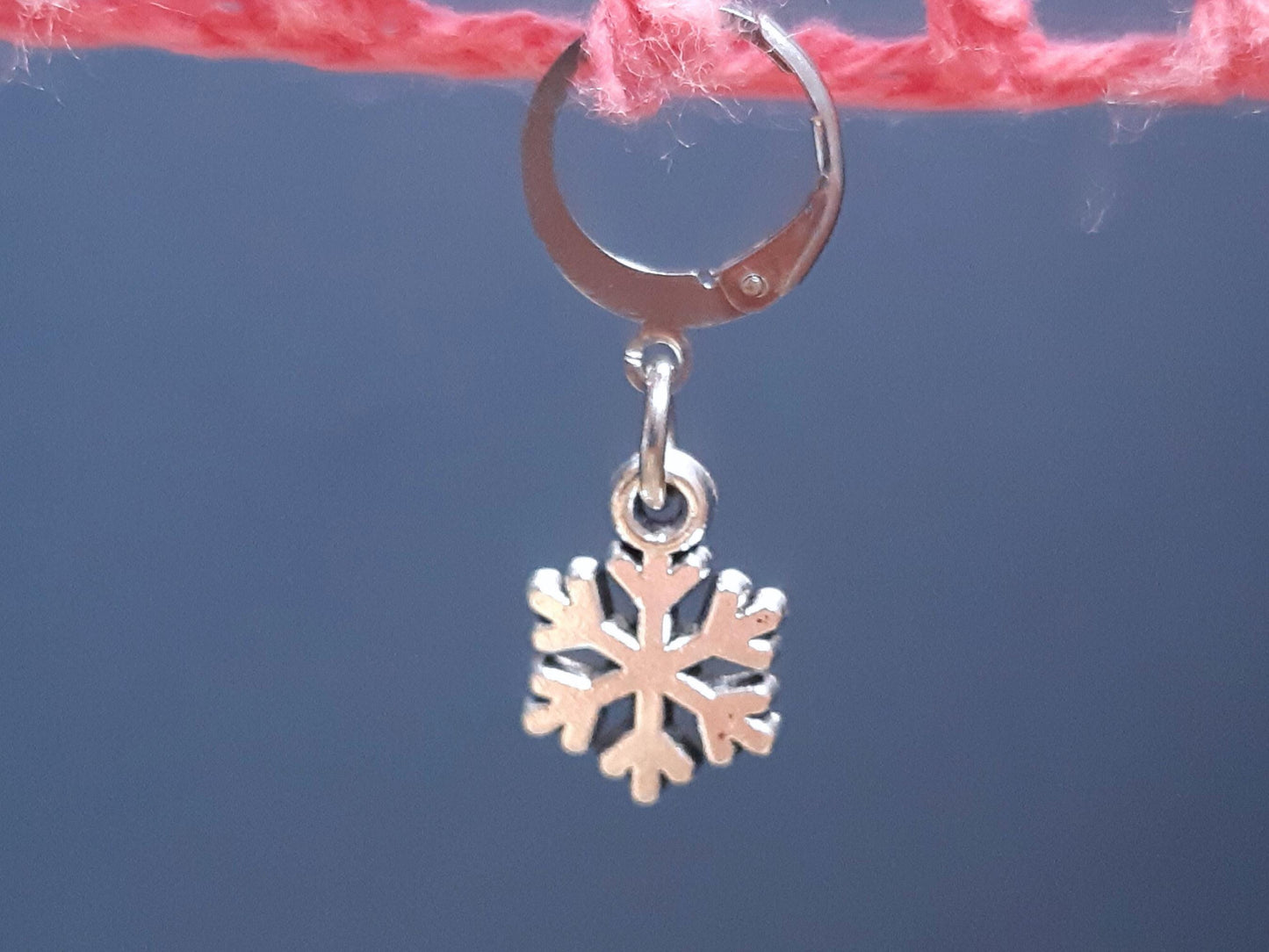 Snowflake Charm Silver Stitch Marker