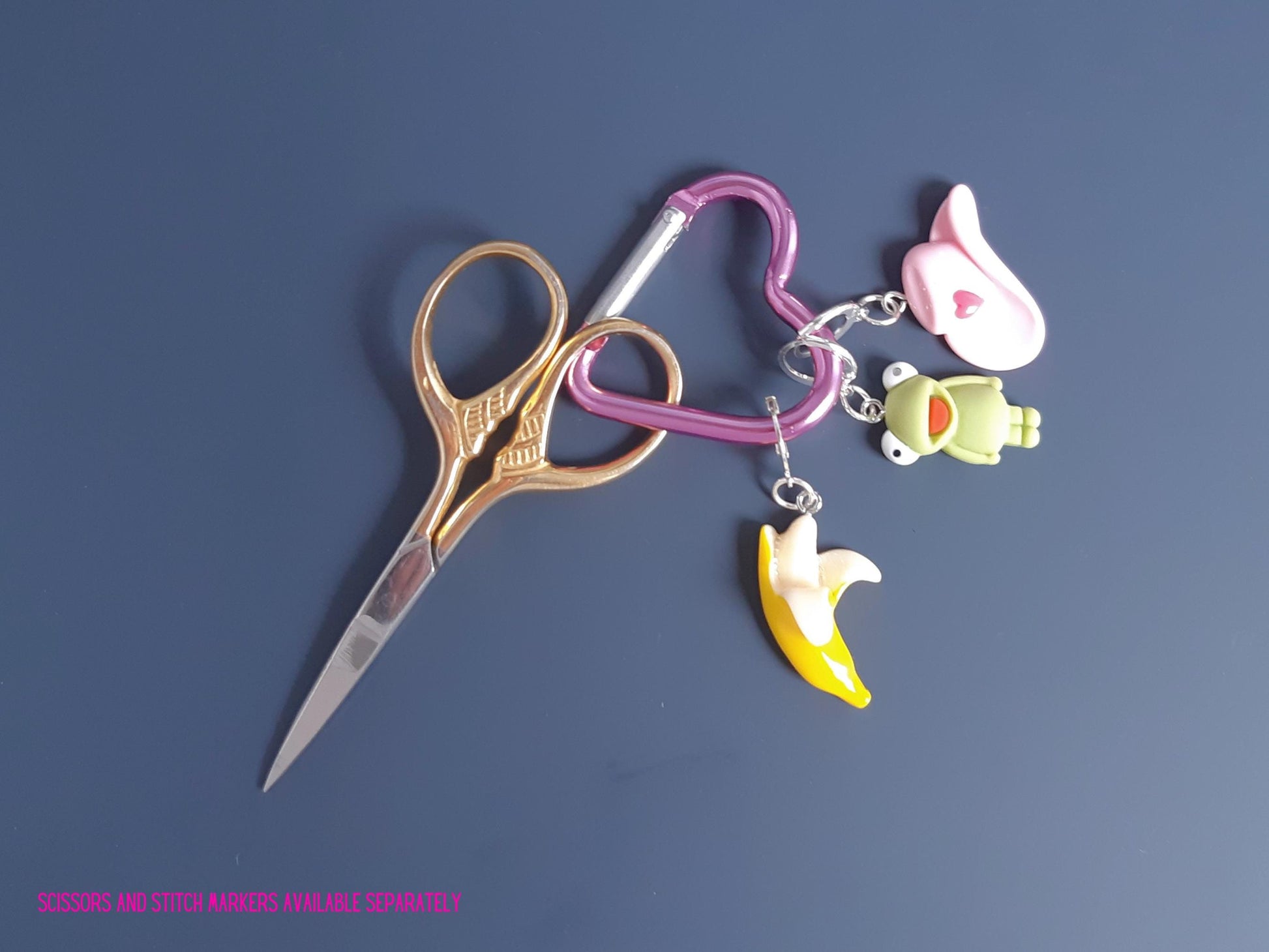 Heart Shaped Carabiner Clip Key Ring Stitch Marker Holder