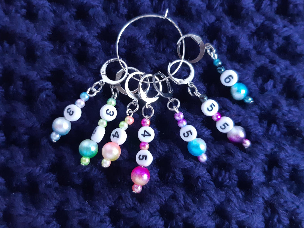 Crochet Hook Size Stitch Marker Set Of 7 On Keeper