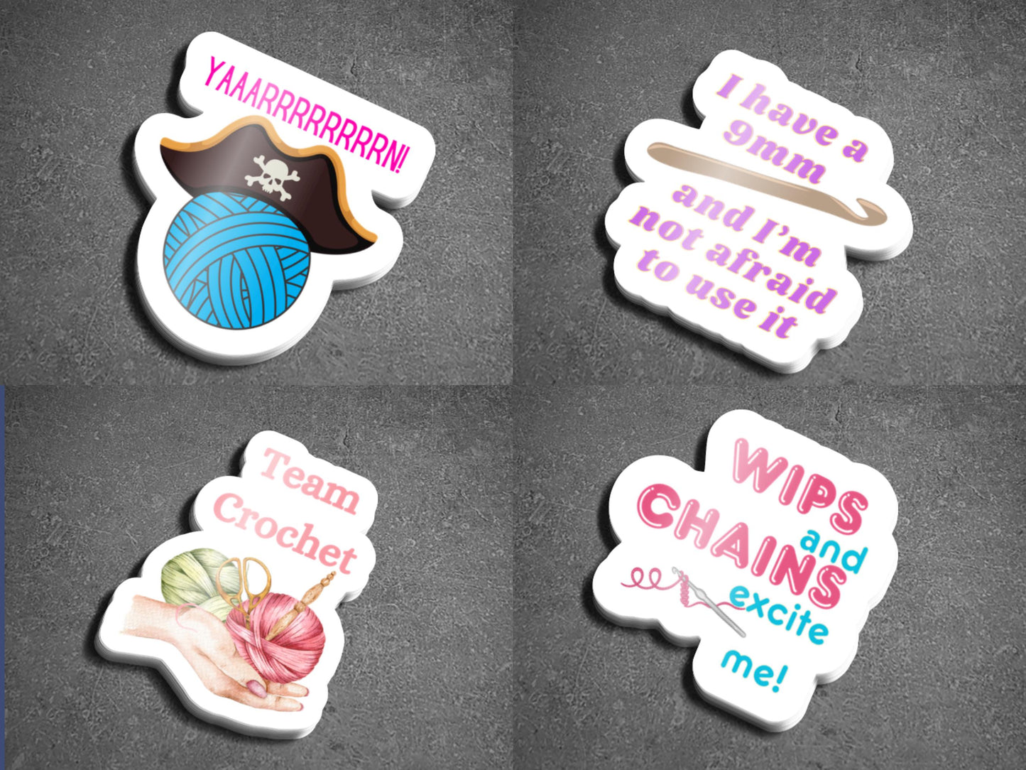 Funny Crochet Die Cut Sticker Bundle