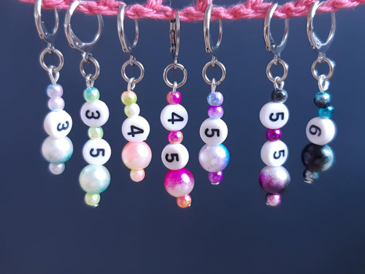 Crochet Hook Size Stitch Marker Set Of 7 On Keeper