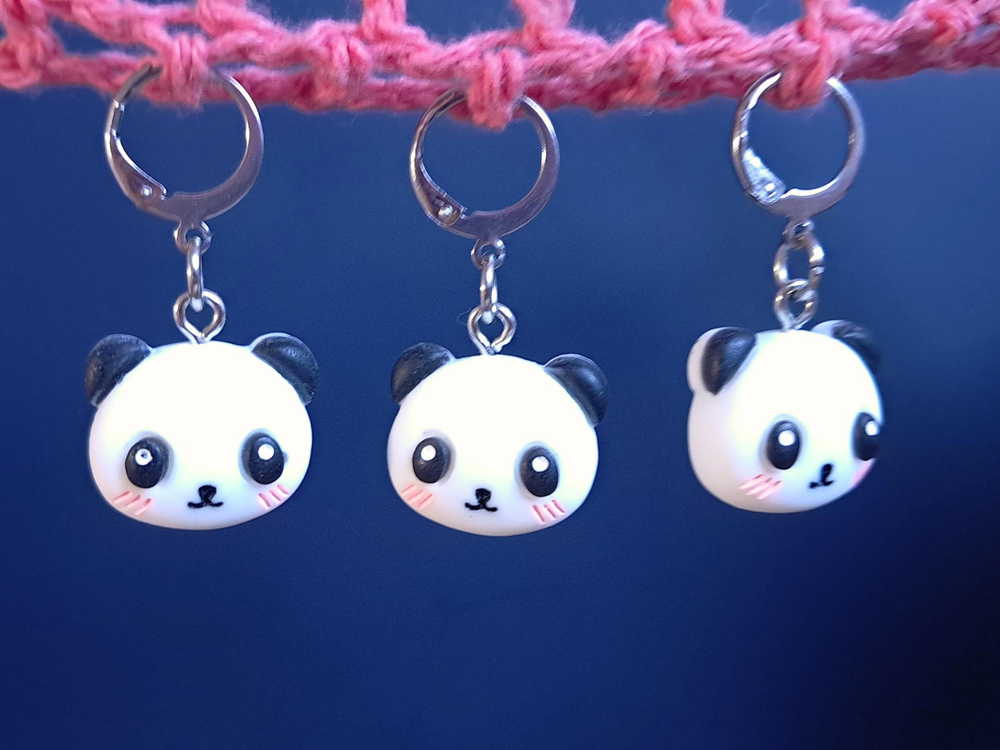 Panda Stitch Marker, Silver Plated Lever Back Crochet Notion, Cute Resin Animal Charm Progress Keeper, Row Marker Crochet Supplies Gift