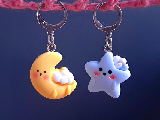Moon And Star Kawaii Stitch Marker Set