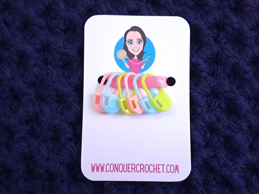 Pastel Safety Pin Style Stitch Marker Set Of 6