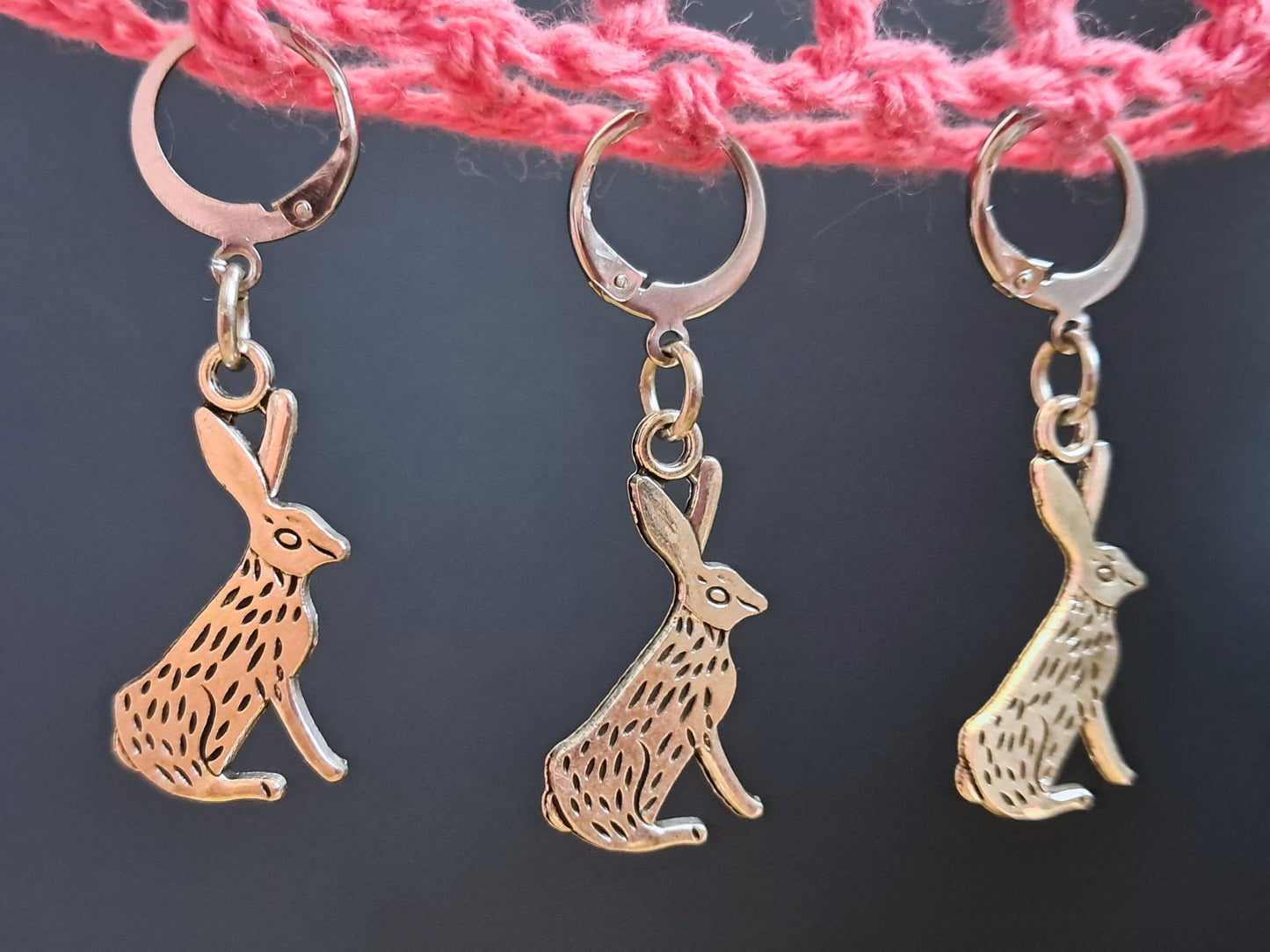 Silver Hare Stitch Marker