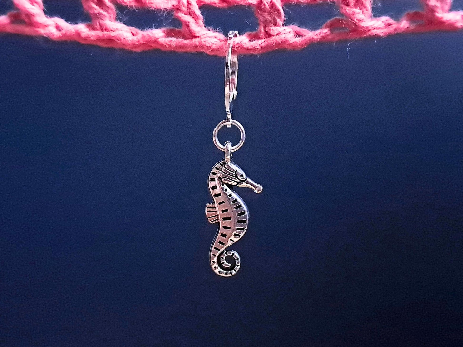 Silver Seahorse Stitch Marker