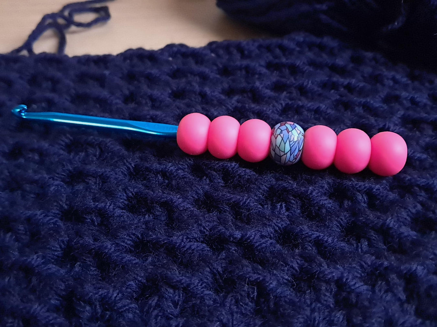 Stained Glass & Pink Ergonomic Crochet Hook